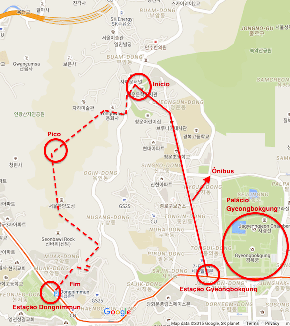 Mapa Montanha Inwangsan