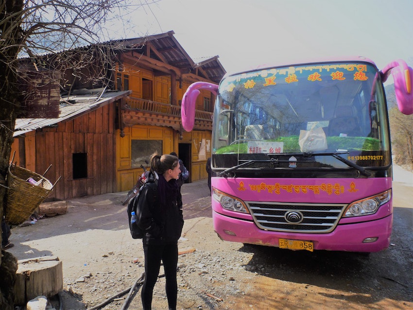 Bus between Shangri-La and Litang in China/Tibet