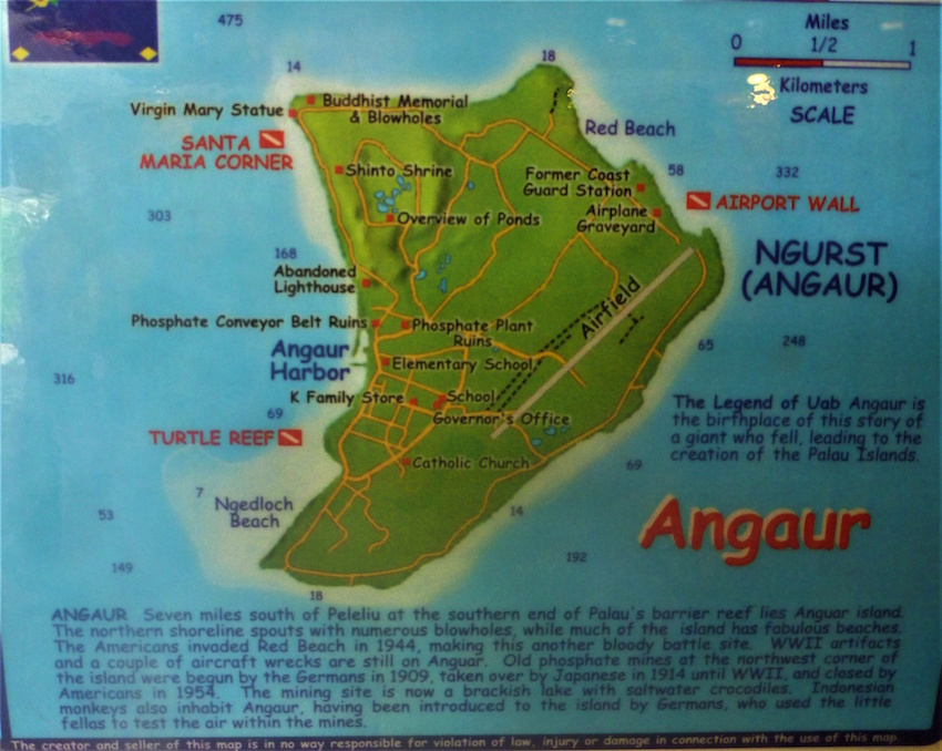Angaur diving map in Palau