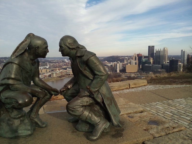 George Washington e o líder da tribo Seneca, Guyasuta Pittsburgh