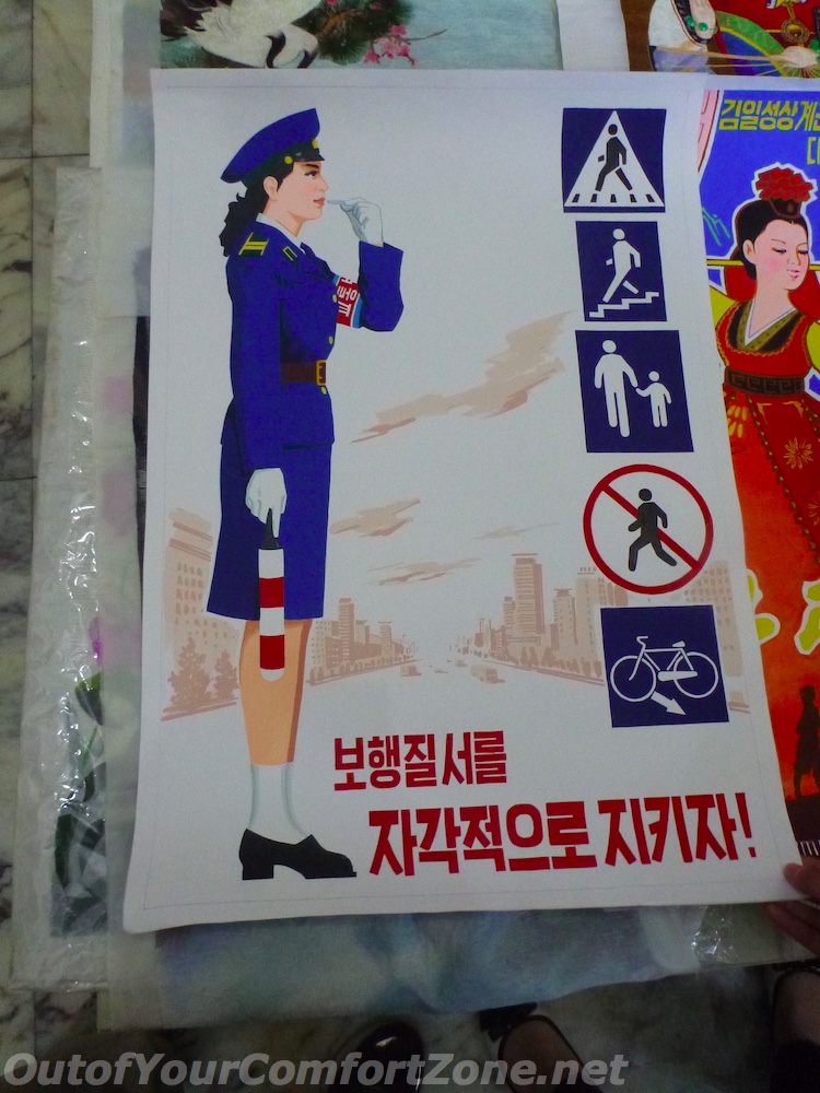 North Korea traffic lady painting