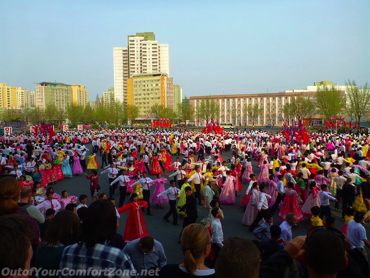 Kim il-sung birthday celebration mass dance Pyongyang North korea