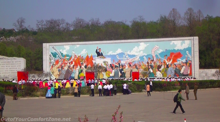 North Korea propaganda mural poster communist Pyongyang