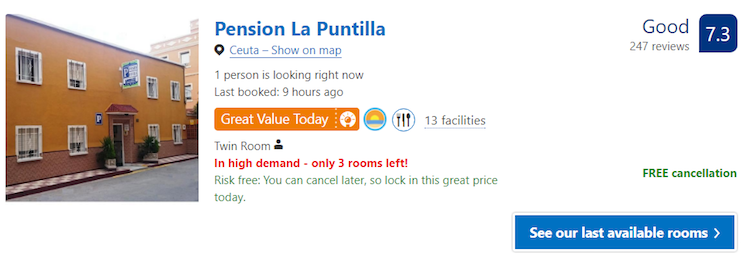 Cheap hotel in Ceuta