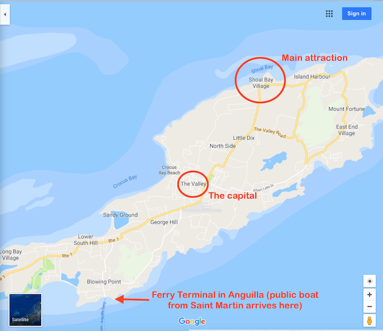 Map Saint Martin to Anguilla 4