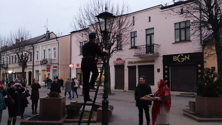 Brest light man streetlamp Belarus
