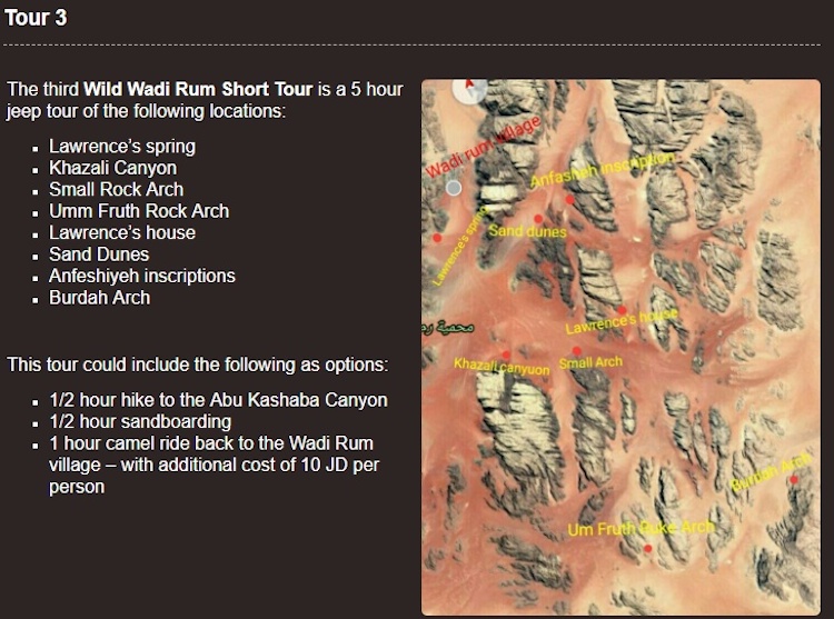 Wadi Rum Map attractions