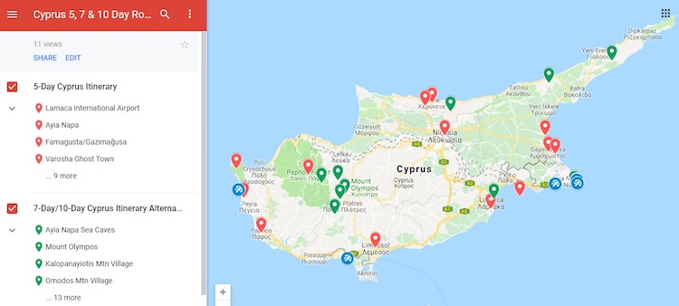 cyprus itinerary what to do map