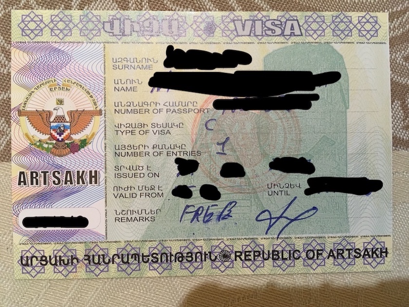 Artsakh Visa (nagorno karabakh) 