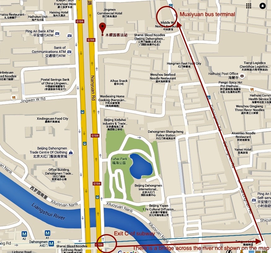 Bus Terminal Beijing Muxiyuan (木樨园客运站) map