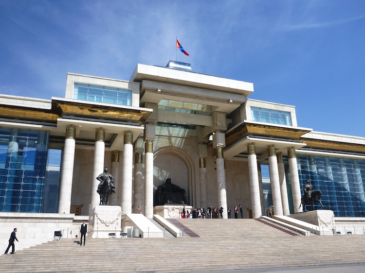 Chinggis Khaan statue in the center of Ulaanbaatar's main square