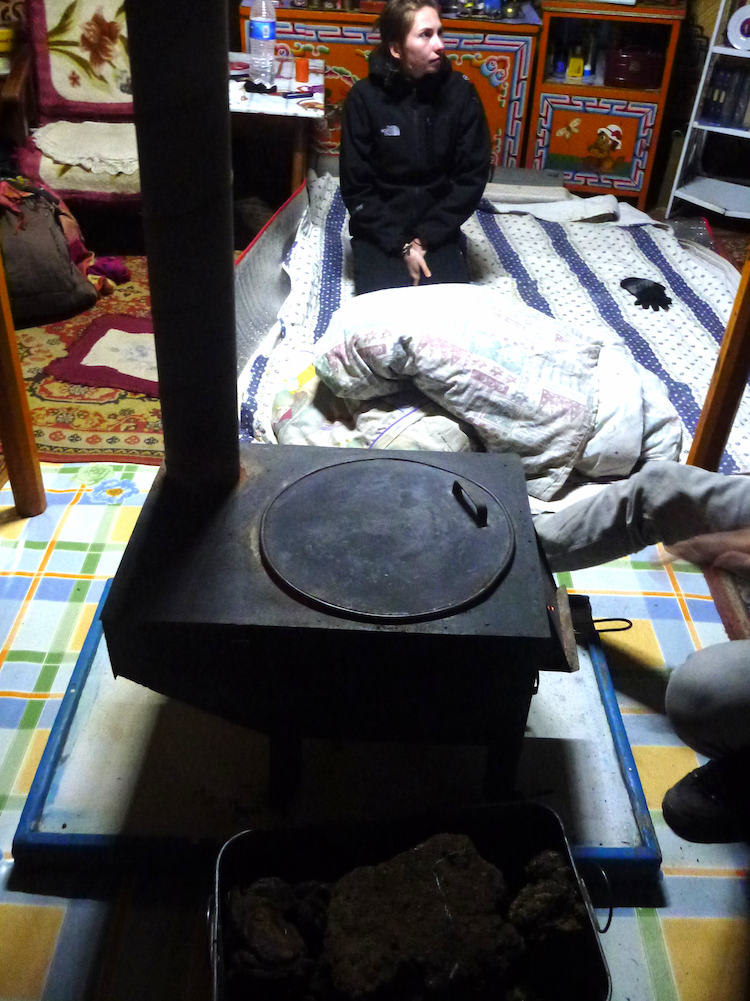 Mongolia inside ger stove 