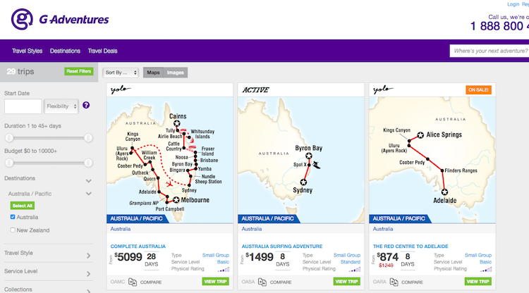 Excursões para Austrália