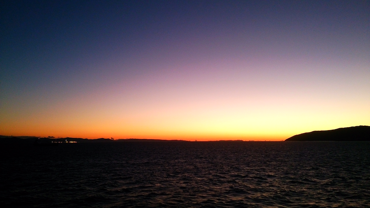 Strait of Gibraltar sunset ferry Europe and Africa view