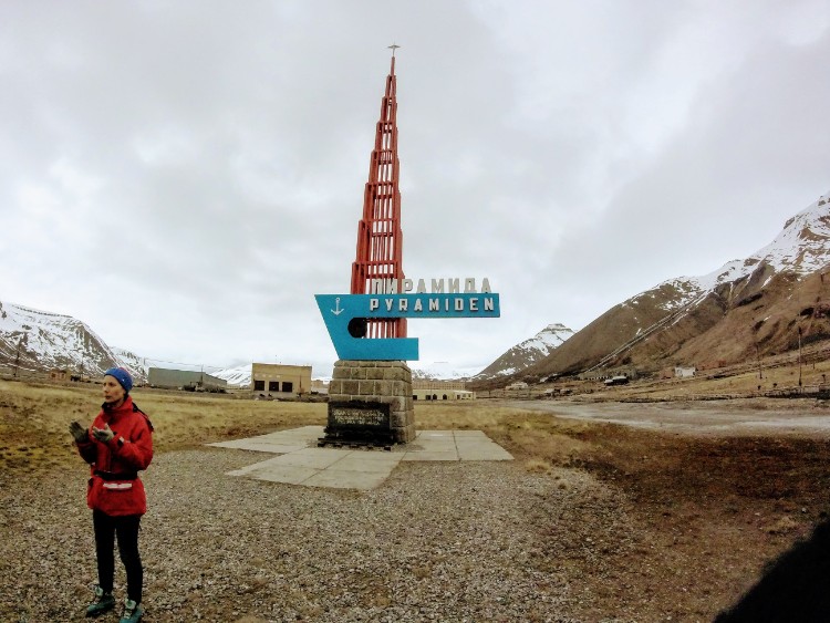 Abandoned building sign Pyramiden Svalbard Norway