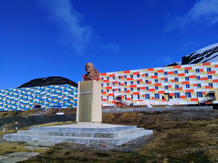 Russian Barentsburg Svalbard Norway Soviet Communist Propaganda Lenin statue