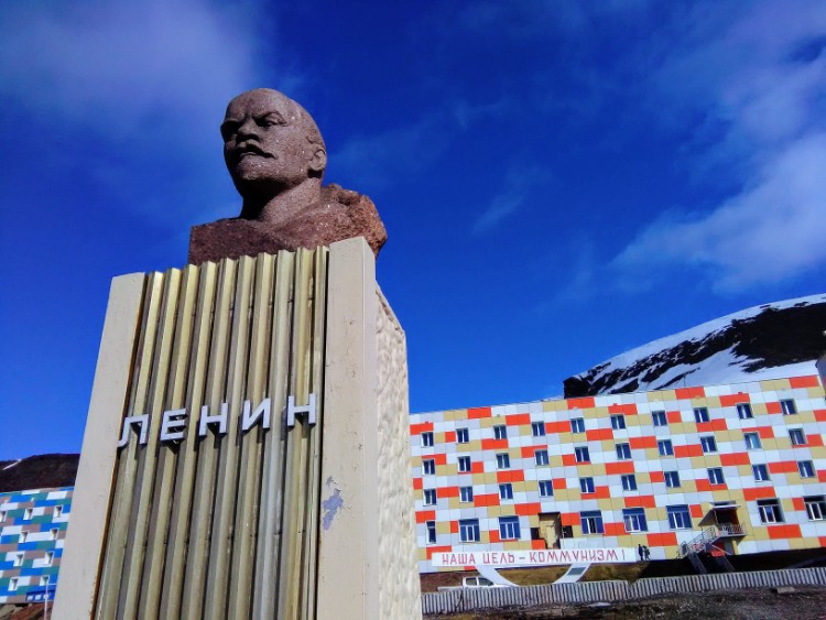 Russian Barentsburg Svalbard Norway Soviet Communist Propaganda Lenin statue