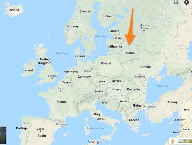 Belarus in Europe map