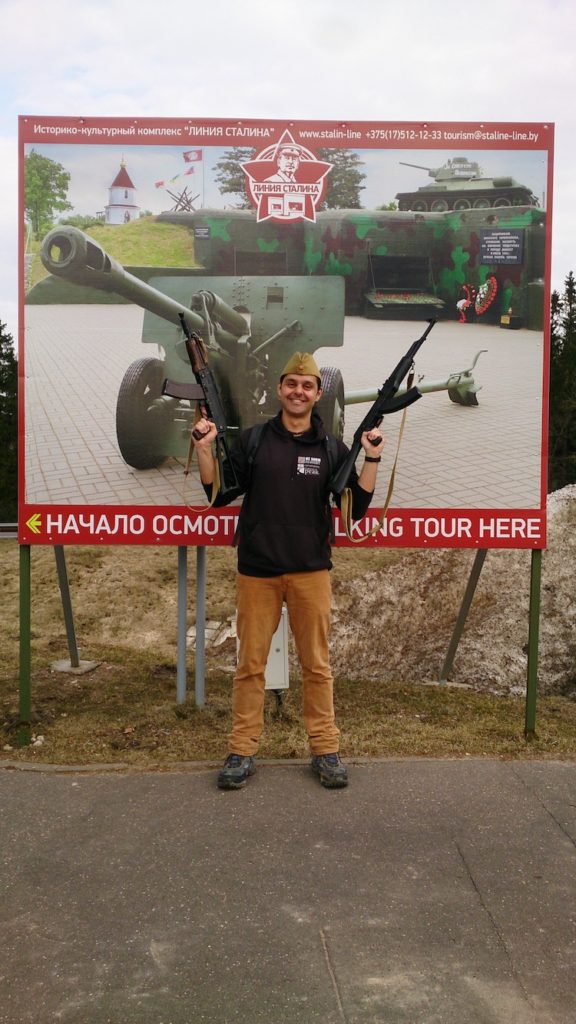 Holding weapons at Stalin Line Belarus