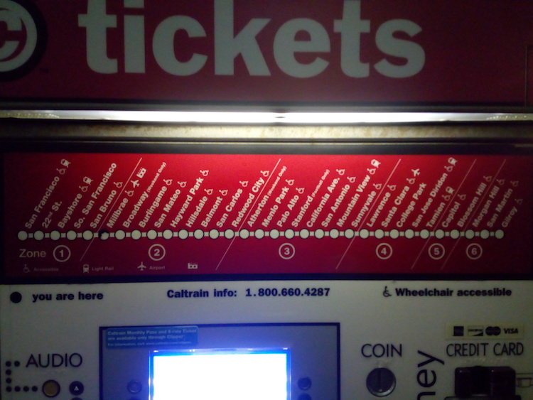 Caltrain machine zones