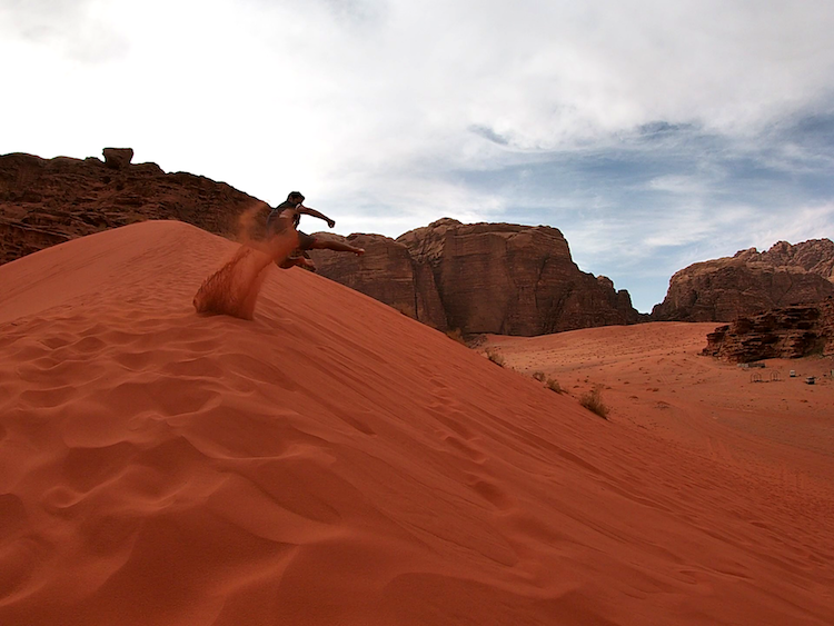 Ninja kick in the sand dune