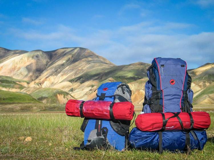 backpacks by the mountain