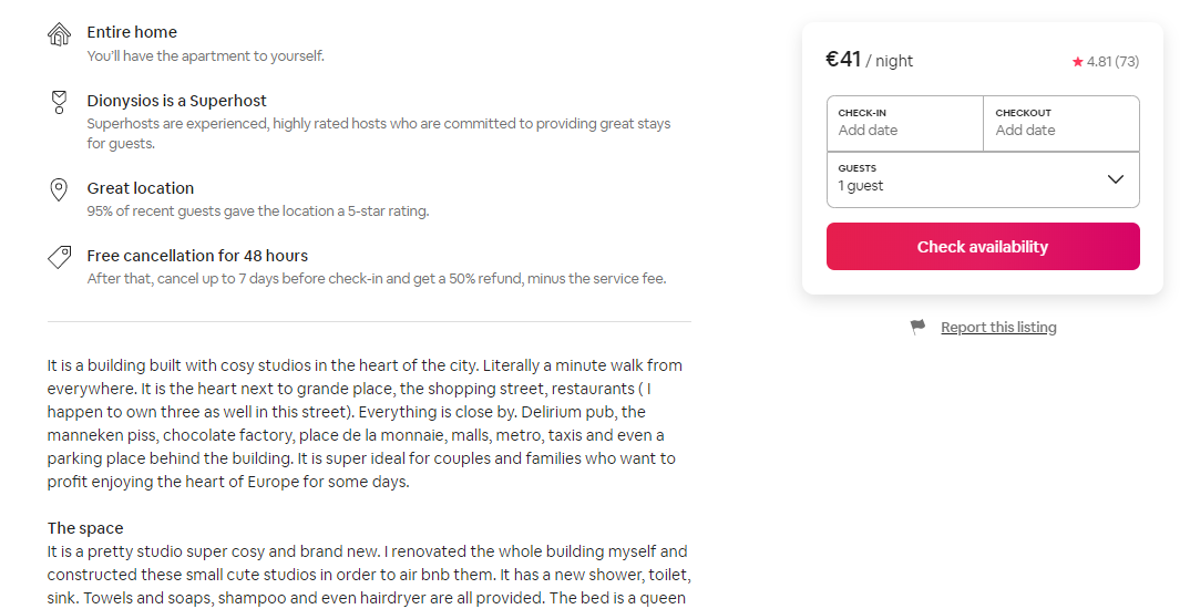 description of the place airbnb