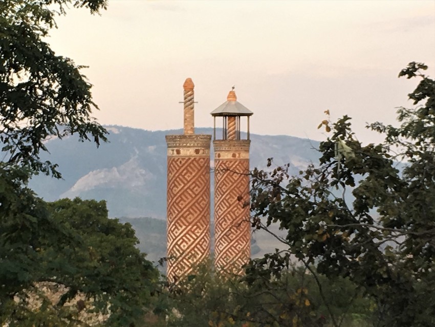 Abandoned mosque minaret in Shushi