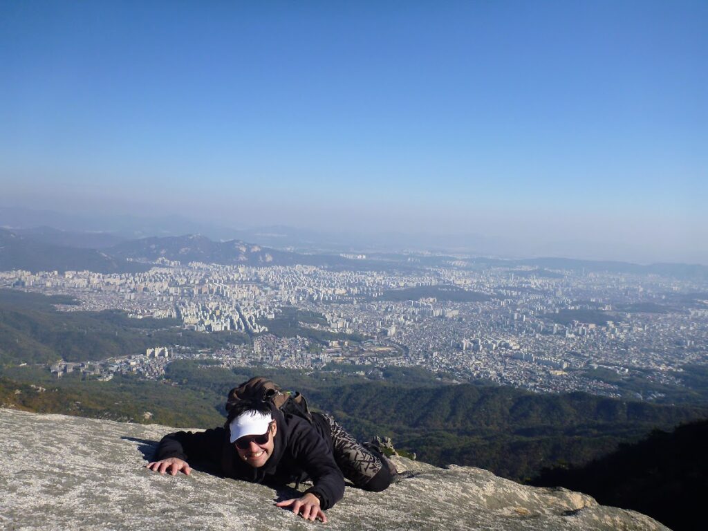 Me messing around in the Bukhansan mountain in South Korea