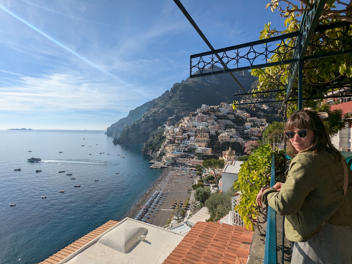 Almafi Coast with woman